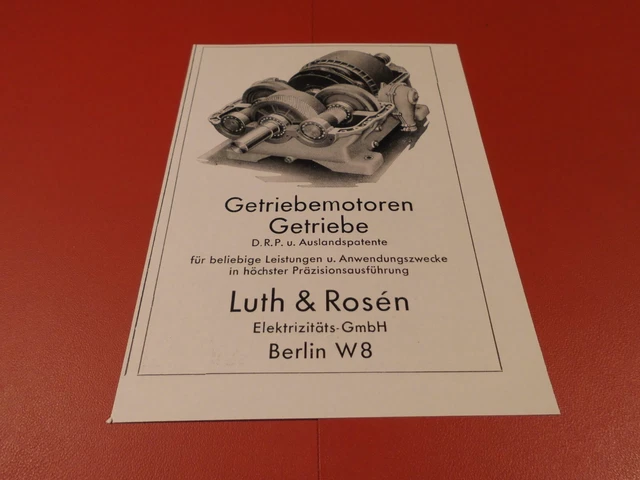 Luth & Rosén Elektrizitäts GmbH Berlin, Getriebemotoren....:Werbeanzeige 1934