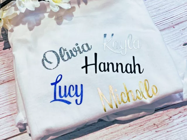 Personalised Iron On Names HTV Vinyl Decals Transfer Fabric Clothes 25 Colours B