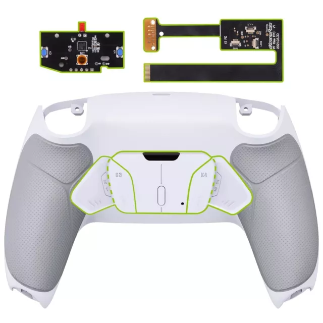 eXtremeRate White Rubberized Grip Programable RISE4 Remap Kit for PS5 Controller