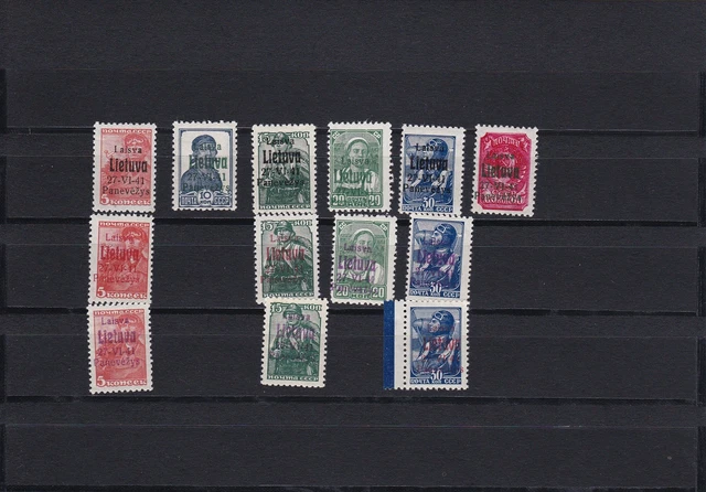 Deutsche Besetzung II. WK: Litauen Ponewesch MiNr. 4-9 a-c, 12 Werte, **