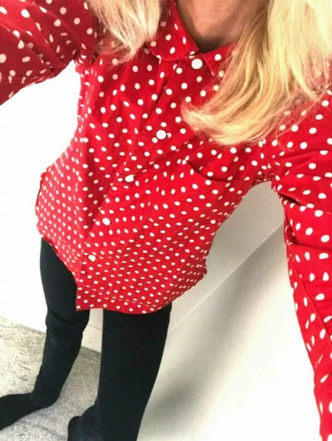 Stunning Comme des Garcons Designer Red White Polka Dots Blouse Shirt XS £495