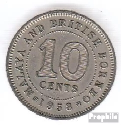 brit. malaya et Nordborneo 2 1953 très déjà cuivre-Nickel 1953 10 Cents elizabet