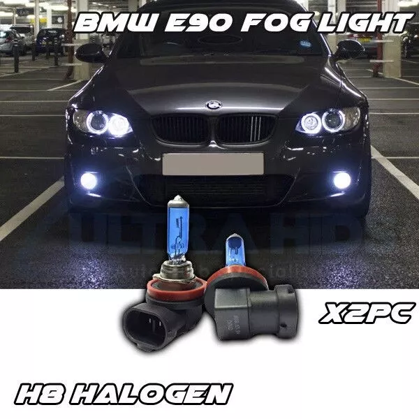 2x H8 HALOGEN FOGLIGHT BULBS BMW E90 6000K SUPER BRIGHT WHITE XENON DRL BULBS