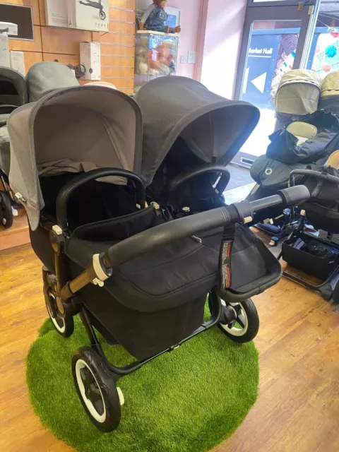 Bugaboo donkey 2 Duo-Black Grey Melange-Professionally Restored