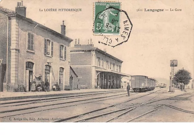 48 . n° 51312 . langogne . la gare . train . pas courante