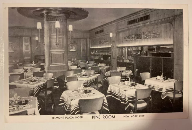 Belmont Plaza Hotel PINE ROOM New York City Real Picture Post Card 2