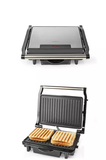 appareil Grill de Contact pour panini 1500 W 25.4 x 17.8 cm Noir Argent