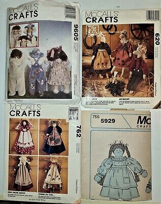 4 patrones de costura de muñecas y ropa suaves Mccall's Crafts 9605 - 620 - 762 - 5929