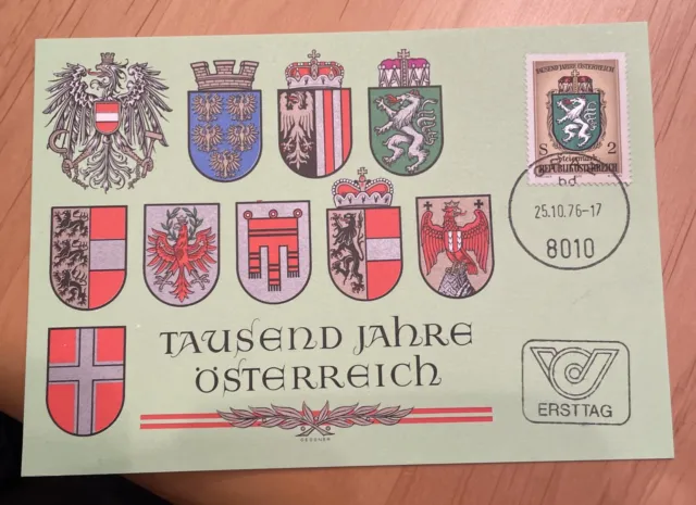 1000 Jahre Österreich FDC Ersttagssonderstempel Graz 1976