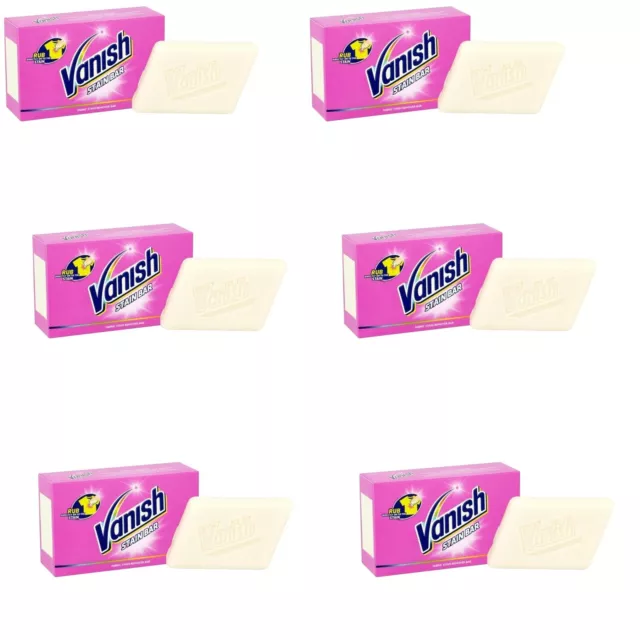 6 x Vanish Fabric Stain Remover Soap Bar Pre Wash Bar 75g Fabric Laundry Boxed