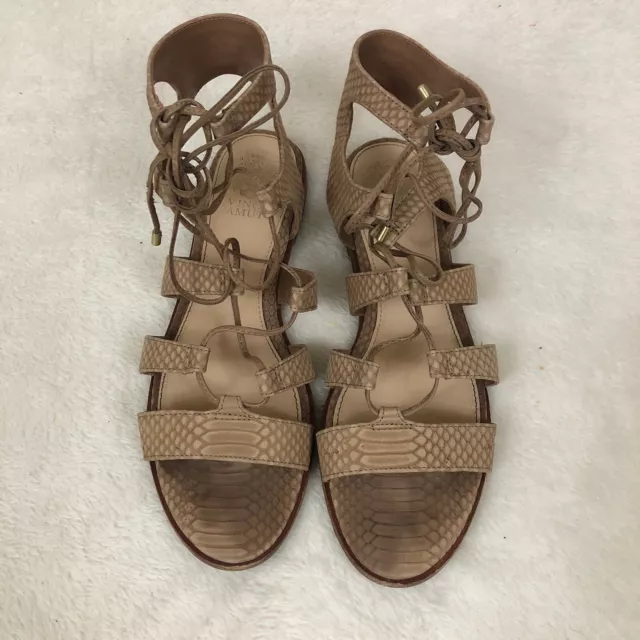 Vince Camuto Women's 8M Tany Lace Up Sandal Tan Light Brown