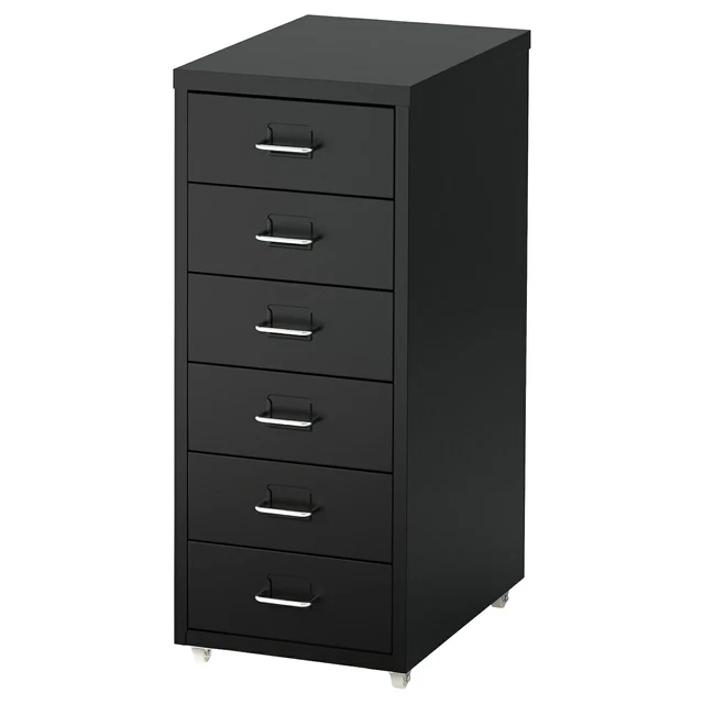 IKEA 6 DRAWER Filing Unit Tower Home Office Work Metal Black £