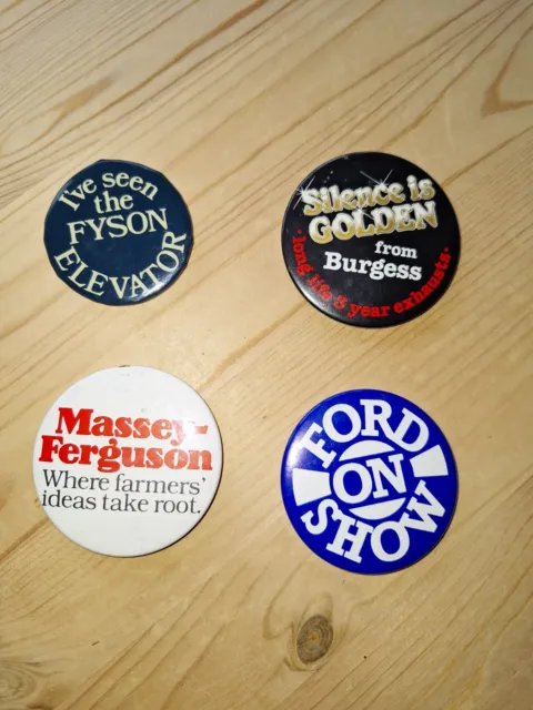 4x pin badges Promotional items Ford Tractors,Massey Ferguson + Others