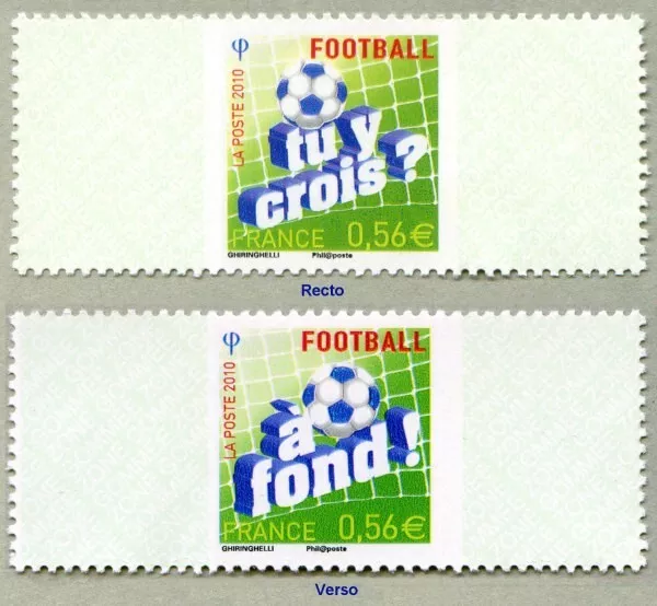 Timbre de 2010 - Football Recto / Verso - Tu y crois ? et A fond ! - N° 1 Neuf