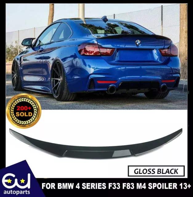 For Bmw 4 Series F33 F83 M4 V Style Rear Trunk Boot Lip Spoiler 13+ Gloss Black