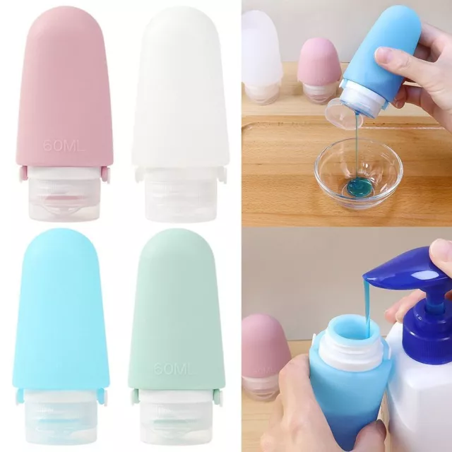 60/90ML Silicone Refillable Bottles Squeeze Shower Gel Lotion Bottle  Travel