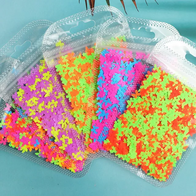 Nail Sequins Fluorescence Butterfly Nail Decoration 3D Neon Flakes Manicure  //
