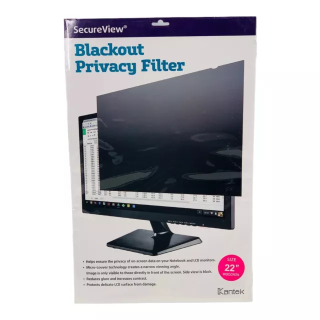 Kantek Secure-View Blackout Privacy Filter For 22" Widescreen Monitors, SVL22W