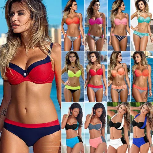 █Women Push Up Bikini Set Bra Padded Swimwear Bandage Lady Swimsuit Bathing Suit