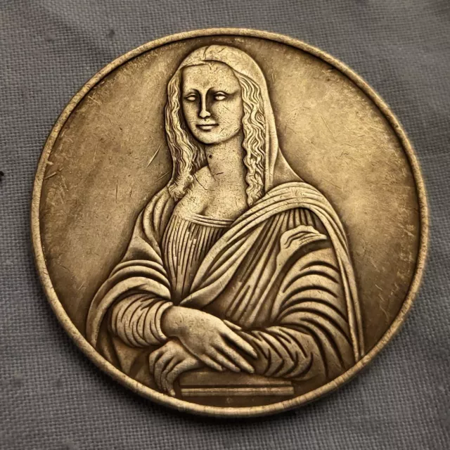 Mona Lisa Silver Coin Da Vinci Antique Art Work Medal Ancient Roman Painting UK