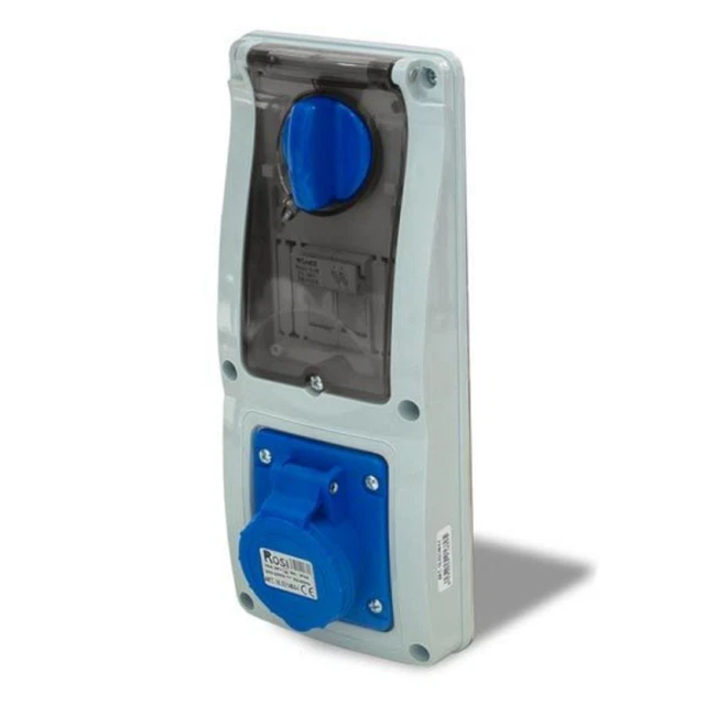 Presa Interbloccata Verticale Con Sezionatore, 16A 2P+T 220V, IP67, Grigio/blu, Per Installazione A Parete