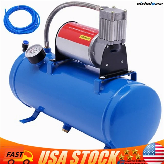 12V AIR COMPRESSOR w/1.6 Gal/6L Tank Onboard Air Horn Compressor System ...