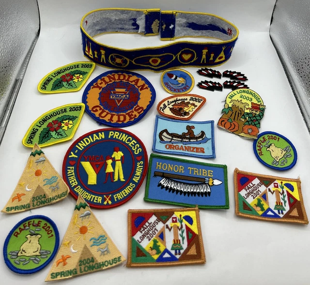 VINTAGE YMCA Y Indian Y Indian Guides Used Cloth Patch Set Lot of 20