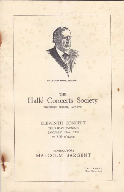 Concert Programme 1938 Manchester Halle Thomas Matthews Violin Malcolm Sargent