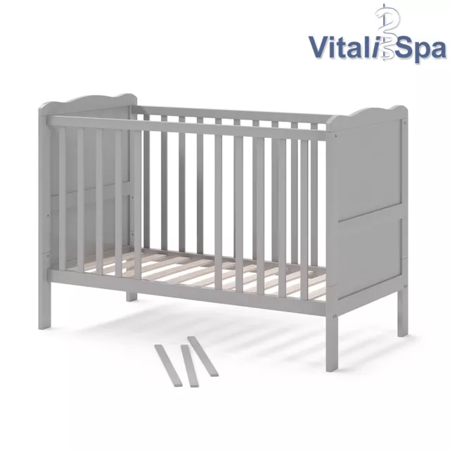 Lit à barreaux Lit bébé Lit enfant Lit évolutif Ajustable Tobi Gris VitaliSpa 2