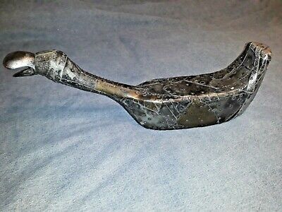 Folk Art Tin Metal Pieces Nailed to Wood Goose Sculpture One of a Kind Signed
