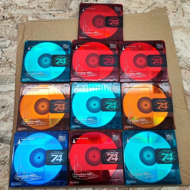 10x Sony Minidisc MD 74 Color Collection Mix Blankdisc Leer Minidisk Händler