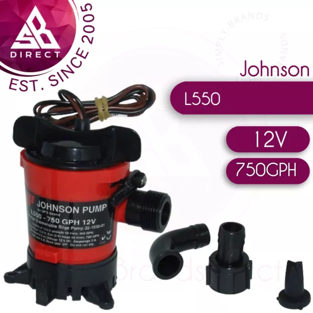Johnson L550 Cartridge Bilge Pump│12V - 750GPH - 19mm Hose│For Marine Boats