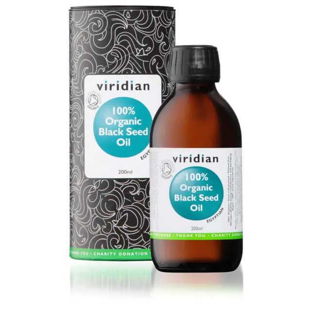 Viridian 100% Organic Egyptian Black Seed Oil 200ml Vegan Gluten Free Wheat Free