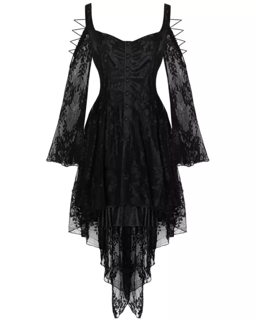 Dark In Love Gothic Lace Dress Black VTG Steampunk Victorian Witch Vampire