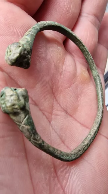 EROS Heads , Ancient Roman Bronze bracelet , 15.16g