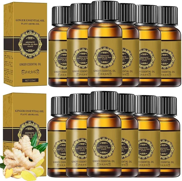 12 Pack Ginger Oil Massage Oil,Natural Ginger Arnica Oil Plant Aroma Oil SPA Bod