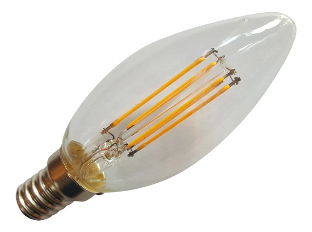 E14 Ses 240V 4W 350Lm Warm White Led Filament Retro Design Candle Bulb ~40W
