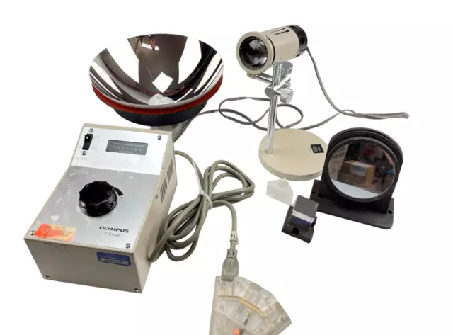 Vintage Olympus TGHM Microscope light power supply and accessories