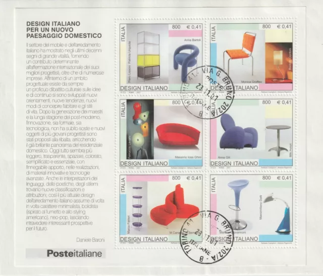 2001 Repubblica Italiana " Design Italiano 2° Serie Foglietto Usato Mf98040