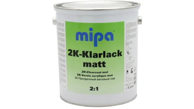 Mipa 2K barniz transparente mate (5l) base acrílica barniz recubierto para piezas de plástico