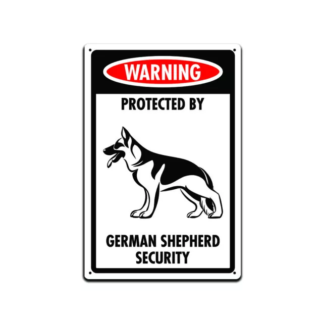 Warning Protected By German Shepherd Security Dog Sign for Front Door 12"x 8"