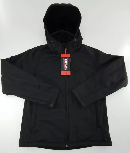 KIRKLAND SIGNATURE MENS Softshell Jacket Detachable Hoodie Sherpa Lined Black M 29.99 PicClick