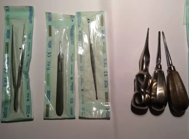 Diverse chirugische Instrumente für Zahnmedizin, gebraucht