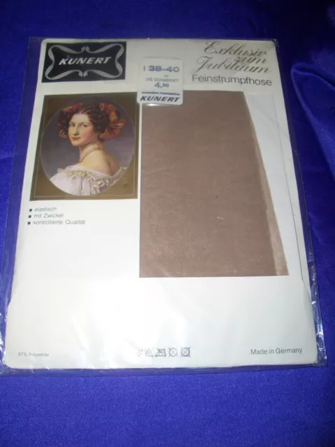 RAR Vintage Kunert exklusiv glatte Nylons Feinstrumpfhose Gr. 38-40 diamant  OVP