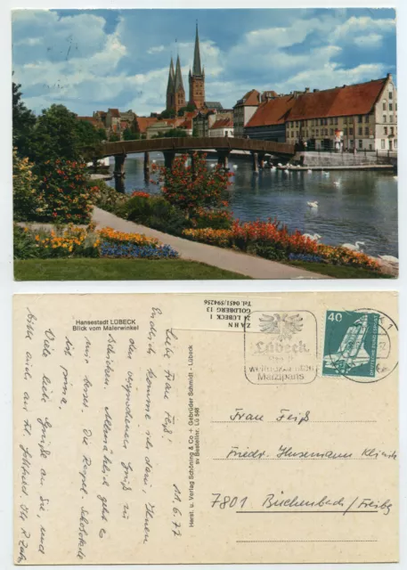 59794 - Lübeck - Blick vom Malerwinkel - Ansichtskarte, gelaufen 12.6.1977