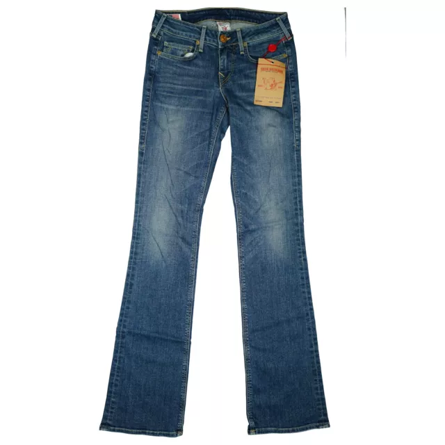 True Religion Damen Jeans Hose Bootcut Schlag low stretch 38 M W29 L34 blau NEU