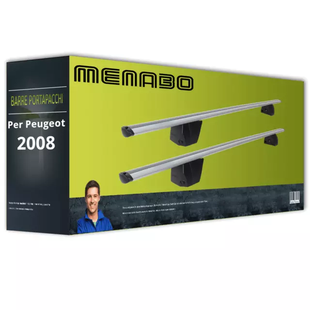 Menabo Delta alluminio barre portatutto per Peugeot 2008 19- completo