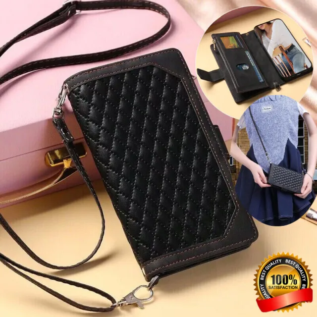 Leather Crossbody Strap Wallet Case Cover For Samsung S23 S22 Ultra S21FE S20 10