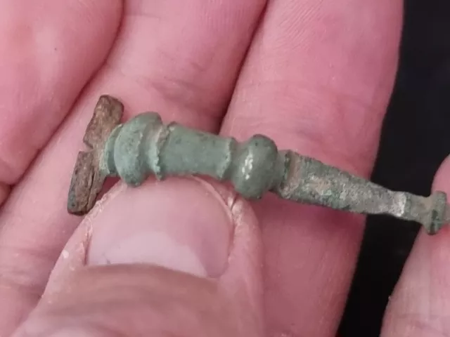 Roman bronze fibula brooch Yorkshire, Britain as found uncleaned condition LA57h