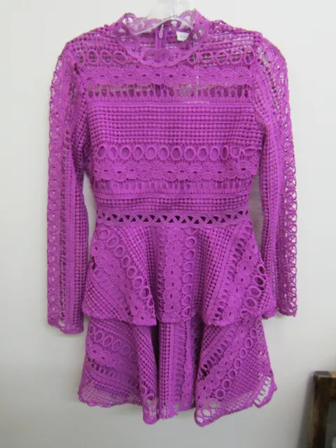 Endless Rose Women's Purple Ornate Lace Long Sleeve Dress Size XS